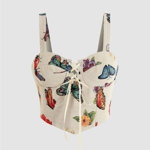 Colorful Butterfly Lace Tank Top